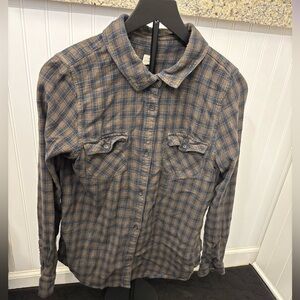 O'Neill Brown and Blue Plaid Casual Shirt